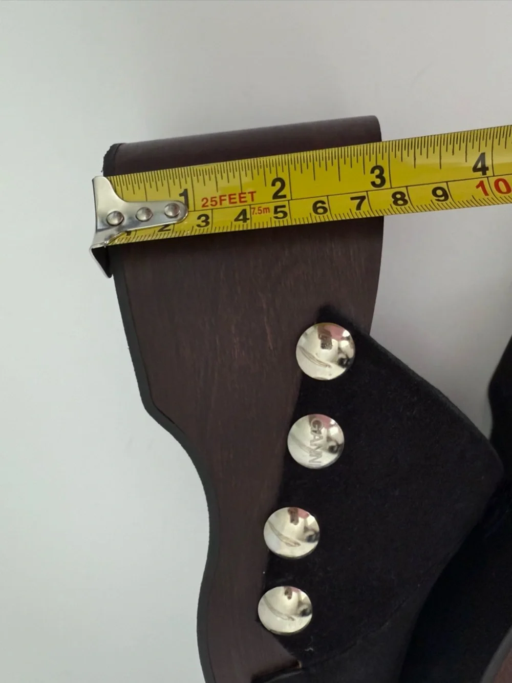 GANNI Retro Studded Wood Black Suede Clogs Open Toe Wedge - Picture 13 of 16